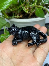 1pc Natural Obsidian Quartz hand Carved Cat skull Crystal reiki healing Decor