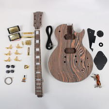 DIY 6-string Electric Guitar Kit Unfinshed LP Zebrawood Body US WH No Tariffs