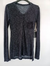 Rails Black Long Sleeve Henley Shirt USA Made Size L Bella Swan Y2k Soft Grunge