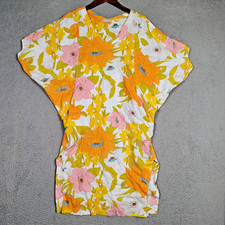 Amy Kuschel Dress Women's Small Multi Floral Dolman Sleeve Side Slits Coastal