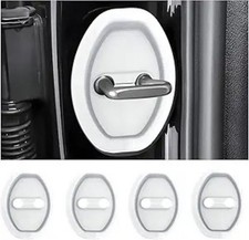 4PCS Door Latch Lock Cover, Silicone Door Latch Guard Car Decorat Color: White