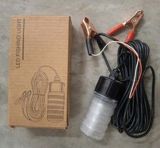 LED Waterproof Fishing Light 12V with Alligator Clips, Plastic, Black/Clear