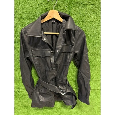 Divided by H&M Black Faux Leather Belted Jacket XS