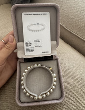 Yoko London Classic 18ct White Gold Freshwater Pearl Beaded Bracelet 7-7.5mm