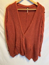Free People Burnt Orange Rust Cardigan Sweater | Medium | Flowy Oversize