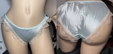 Vintage Y2K Victoria Secret Skin Satin Panty NWT Made In St Christopher Blue M