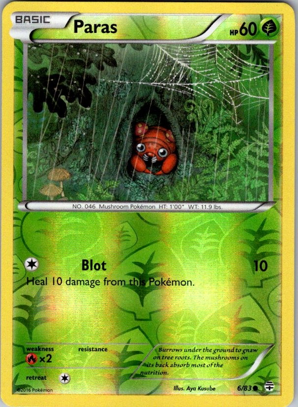 Paras 6/83 Common Generations Pokemon Reverse Holo Moderately Played