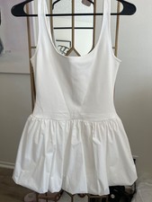 Size XS MNG Mango Cotton Bubble Skirt Mini Dress in Natural White Size 2