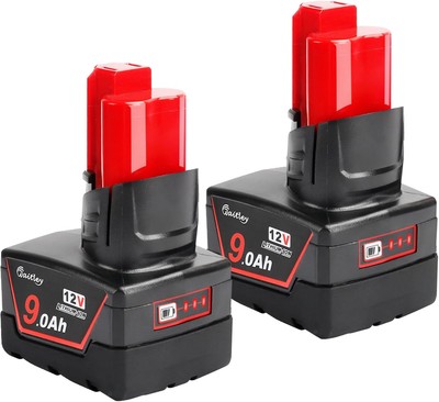 waitley 2 Pack 12V 9Ah Replacement Battery Compatible with Milwaukee 12V... 