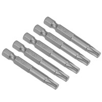 "5Pcs 50Mm Long 1/4\" Hex Shank T30 Torx Head Screwdriver Bits S2 High Alloy Steel"