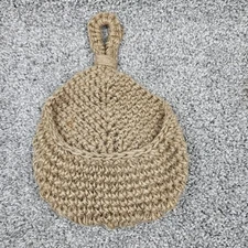 Handwoven Hanging Wall  Basket  Organizer Container Decorative Brown Bin 5040