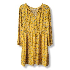 Old Navy Marigold Yellow Floral Dress L Boho Country Picnic Casual Cowgirl NEW