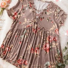 Lucky Brand Floral Lace-Up Peplum Blouse