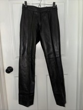 Pantalones Wilson’s Leather Máxima de Cuero Negro Talla 4 Costura Central Pierna Recta Cremallera