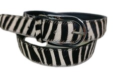 Cintura Cavallino Donna Uomo 3,5 Zebra Zebrata Pelliccia Cuoio Pelle