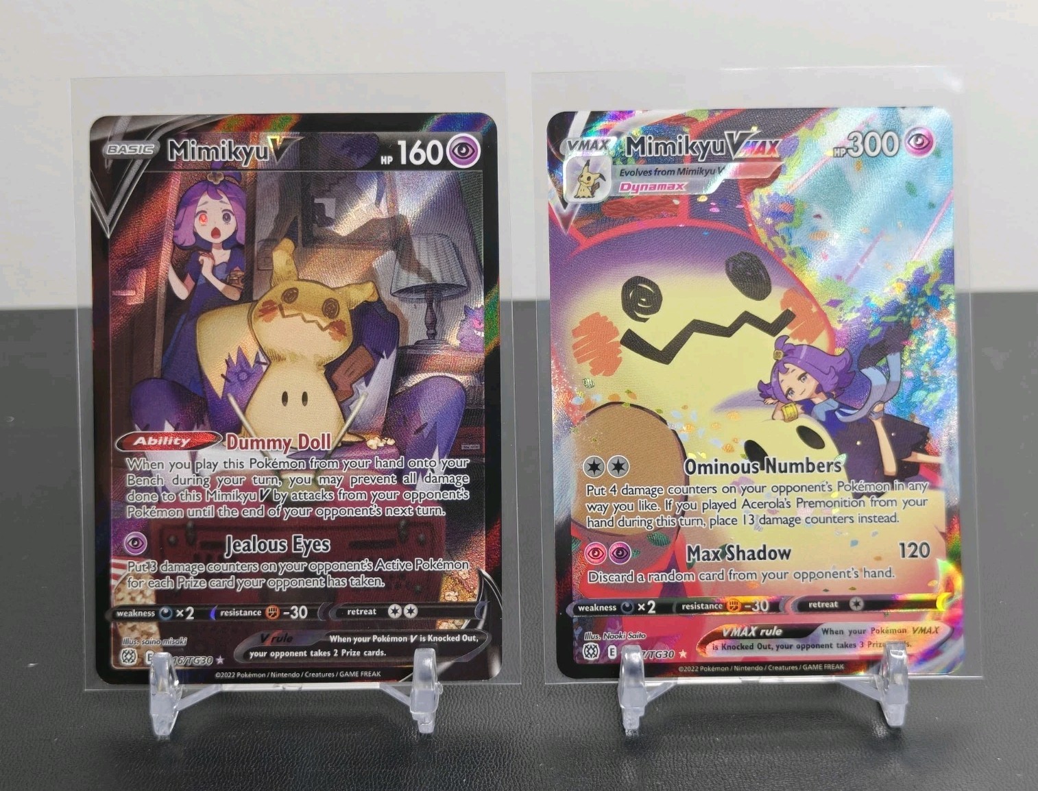 Pokemon Mimikyu V TG16 + Mimikyu VMAX TG17 Brilliant Stars Trainer Gallery Holo