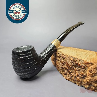 la Biota ''Economica'' Rusticated Bent Billiard w/ Olivewood Briar Pipe, New