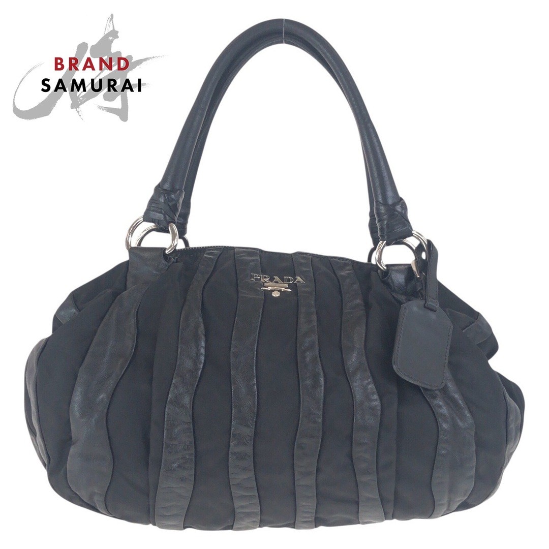 RARE Prada Crimson Black Silver Hardware Nylon Leather Shoulder Bag