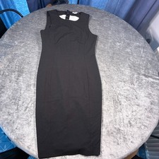 H&M Womens Black Sleeveless Bodycon Midi Dress UK 12