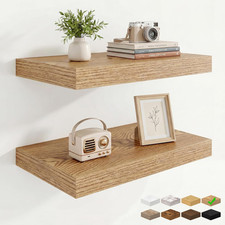 9.25In Depth 16In Floating Shelves, 16X9.25X1.4, Light Brown, Set of 2  Wall Mo