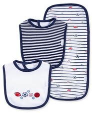 Clothes for Baby Boys and Girls 3-Piece Bib and Burp Sets, 2 Bibs and 1 Bur...
