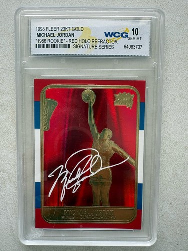 Fleer 1998 23KT Gold Michael Jordan Signature Series #0423 Red Holo WCG 10