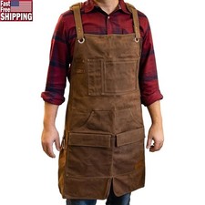Shop Apron W/ 10 Pockets Waxed Canvas Work Welding BBQ Pottery Chef Apron New