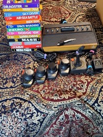 Atari 2600 Console & 13 Complete Video Game Lot / Tested & Working 