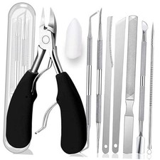 10-Pack Ingrown Toenail Tool, Toenail File and Lifters, Professional Black