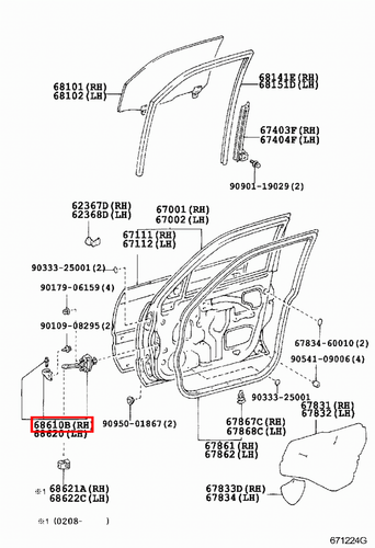 Genuine Toyota LandCruiser HDJ100 FZJ105 Front RH Door Check Stopper Hinge - Picture 6 of 7