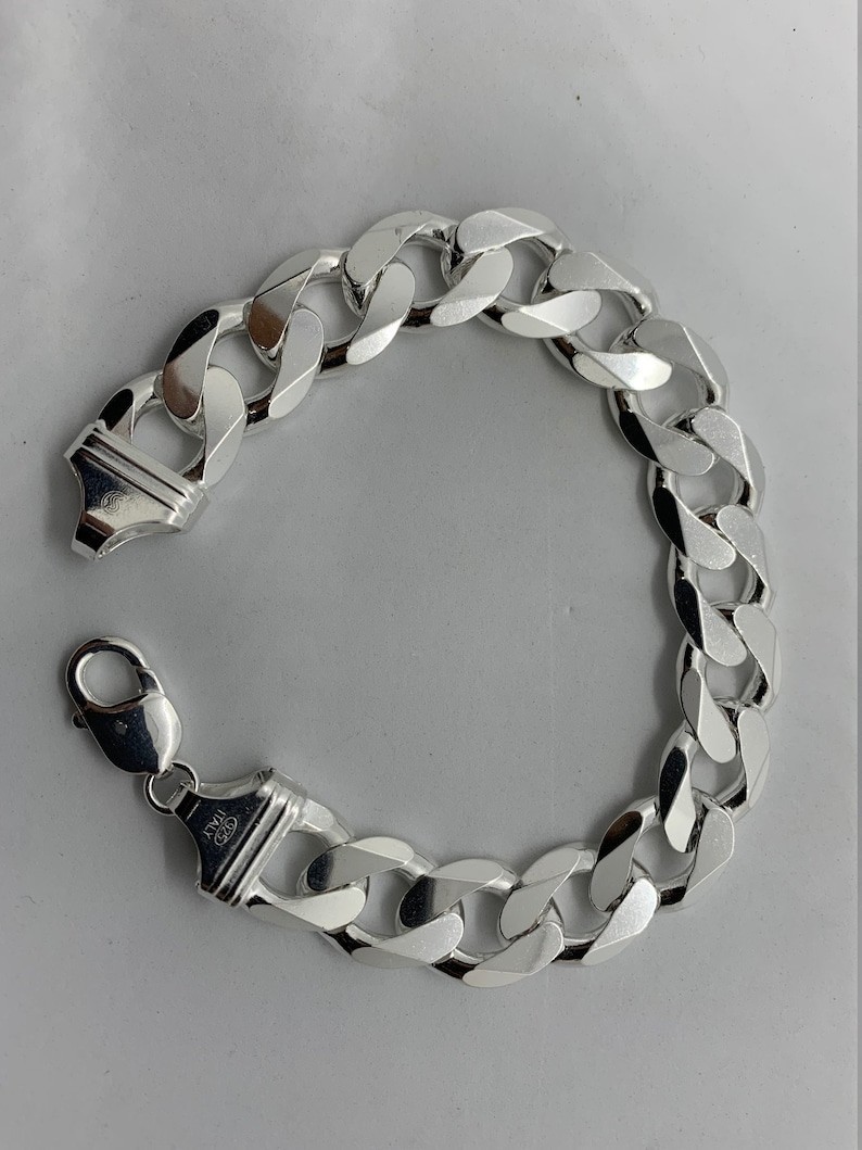 Brazalete de cadena de eslabones cubanos de plata de ley 925 maciza para hombre tamaño de 5 a 9 pulgadas