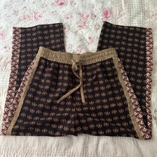 Zara Pants Womens L Paisley Boho Wide Leg Drawstring Pattern Flowy Palazzo