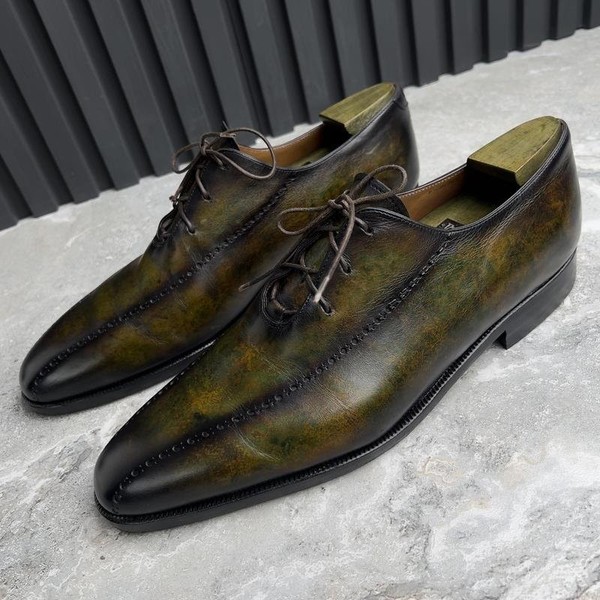 Men Berluti Heels Green Leather 44.5