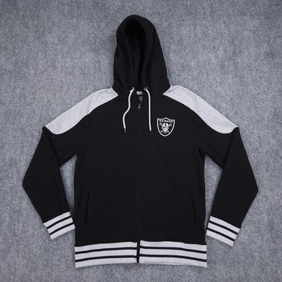 Oakland Raiders Hoodie Men Medium Black Gray Team Apparel Las Vegas Full Zip NFL