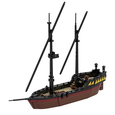 MOC Medieval Ship Model for Pirates Theme Sailing Vessel 1380 Pcs