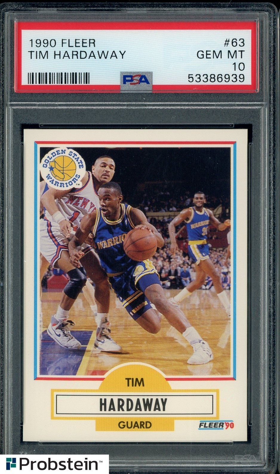 1990 Fleer #63 Tim Hardaway Golden State Warriors RC Rookie PSA 10 GEM MINT