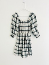 Madewell Lucie Elbow Sleeve Lebaum Plaid Smocked Mini Dress XXS