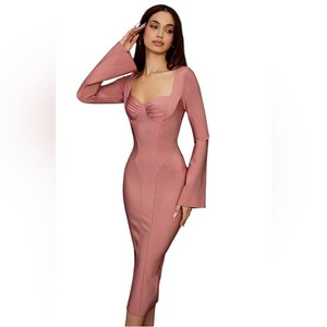 green bodycon long dress Strapless Bodycon Bandage Maxi Dress Crimson Wine / L main image 0