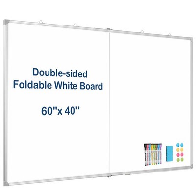 Double-Sided White Board Dry Erase Magnetic Whiteboard Wall 60x40 Foldable