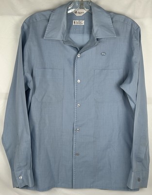 Vintage Mr California MC Blue Loop Collar Embroidered Shirt Mens M Two Pocket