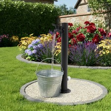 2-Outlets Outdoor Water Column Faucet Mount Column Faucet Garden Faucet Black