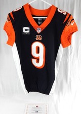 2017 Cincinnati Bengals Joe Burrow #9 Game Issued Black Jersey Captains Patch 4