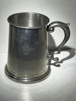 Vintage englischer Zinnkrug hergestellt in Sheffield - Glasboden 5 cm hoch 