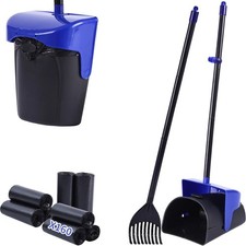 Pooper Scooper Large Swivel Bin  Rake with 160 Waste Bags,Heavy Duty Dog Poo...
