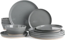 Famiware Saturn Speckled Dinnerware Sets for 4 (12 Set(12pcs), Dark Gray 