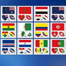 30 Sheets Country Flag Temporary Tattoos Football Fan Face Body Waterproof Stick