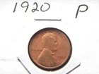 Photo of a 1920-P Lincoln Wheat Cent from an eBay listing that sold on Jul 20, 2026