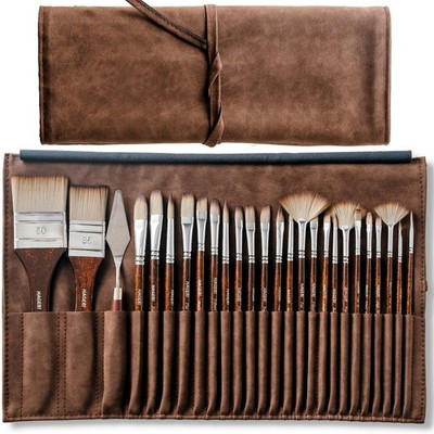 25 Pieces Paint Brushes, Expert Synthetic Nylon Bristles Paint Brush Kit with...