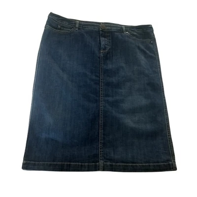 Weekend Max Mara Denim Midirock dunkle Waschung Strass Schmetterling Größe 16 US - Bild 1 von 4