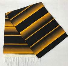 Unique Mexican Blanket Hand Woven Serape Throw Yoga black/gold